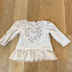 Little Lass Cream Heart Long Sleeve Tee